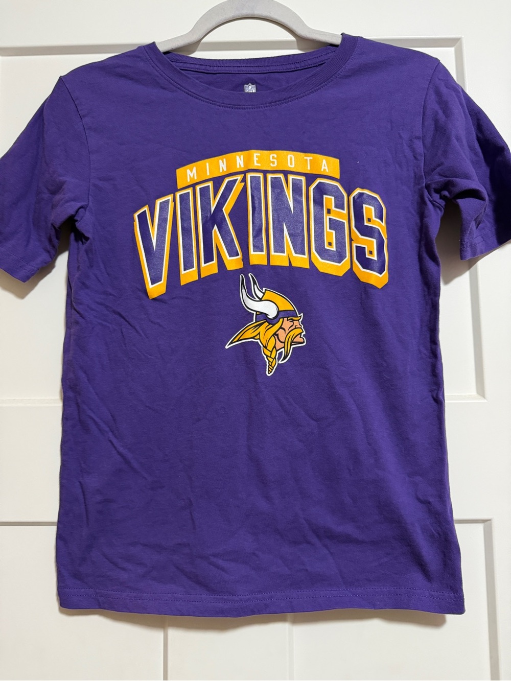 NFL Minnesota Vikings Purple Short Sleeve Tee with Yellow Logo